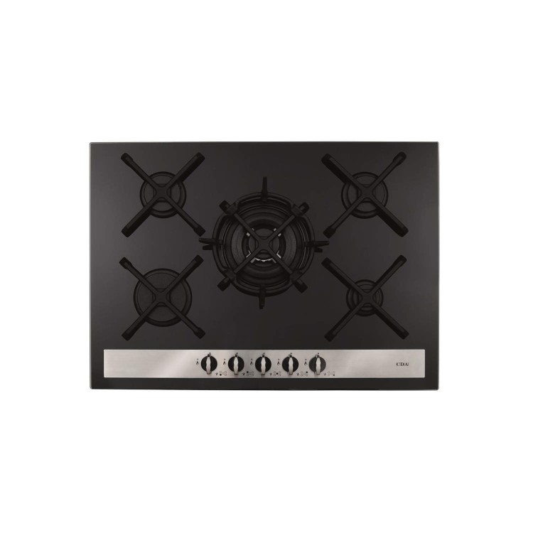 CDA HVG77BL 72cm Wide Five Burner Gas-on-glass Hob Black