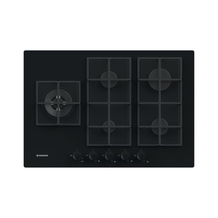 Refurbished Hoover HVG7W4BSB 74.5cm 5 Burner Gas Hob Black