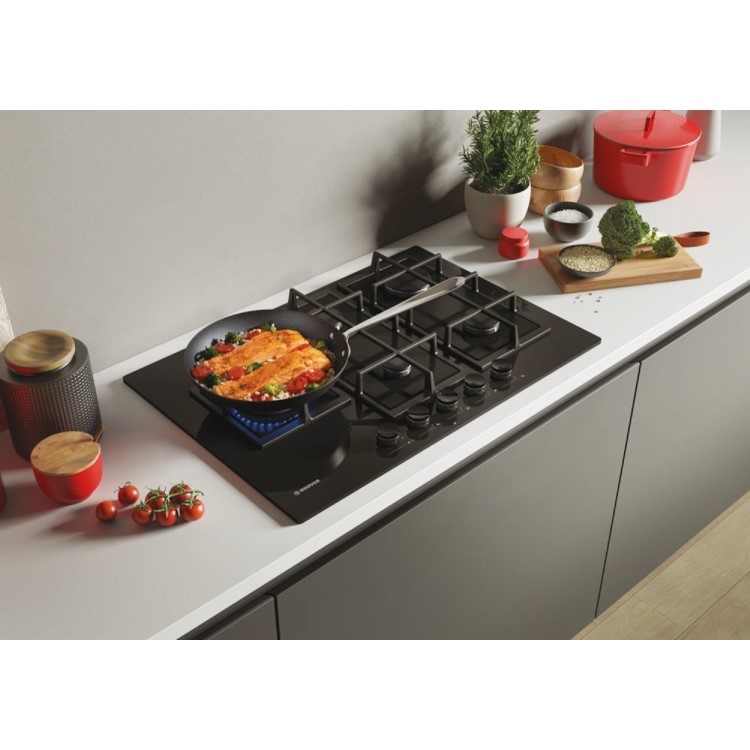 Refurbished Hoover HVG7W4BSB 74.5cm 5 Burner Gas Hob Black