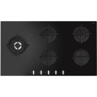 CDA HVG97BL 87cm Wide Five Burner Gas-on-glass Hob With Cast Iron Pan Stands - Black
