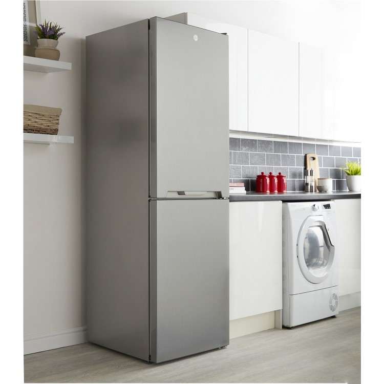 Hoover HVN6182X5K 320 Litre Freestanding Fridge Freezer 50/50 Split Frost Free 60cm Wide - Stainless Steel