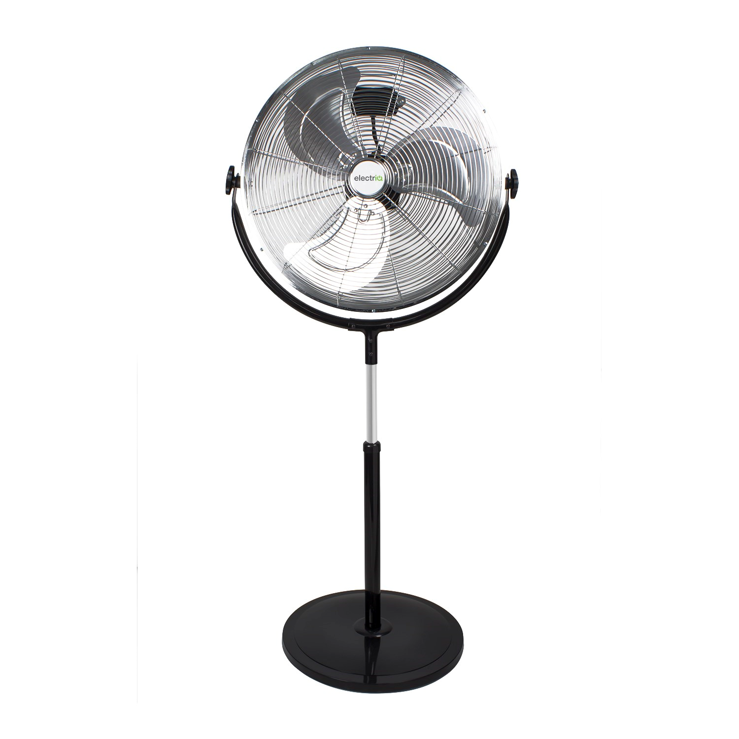 electriQ 16 Inch High velocity Pedestal Fan with adjustable Stand - Black and Chrome