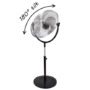 GRADE A1 - electriQ 16" High velocity Pedestal Fan with adjustable Stand - Black and Chrome