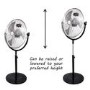 GRADE A1 - electriQ 16" High velocity Pedestal Fan with adjustable Stand - Black and Chrome