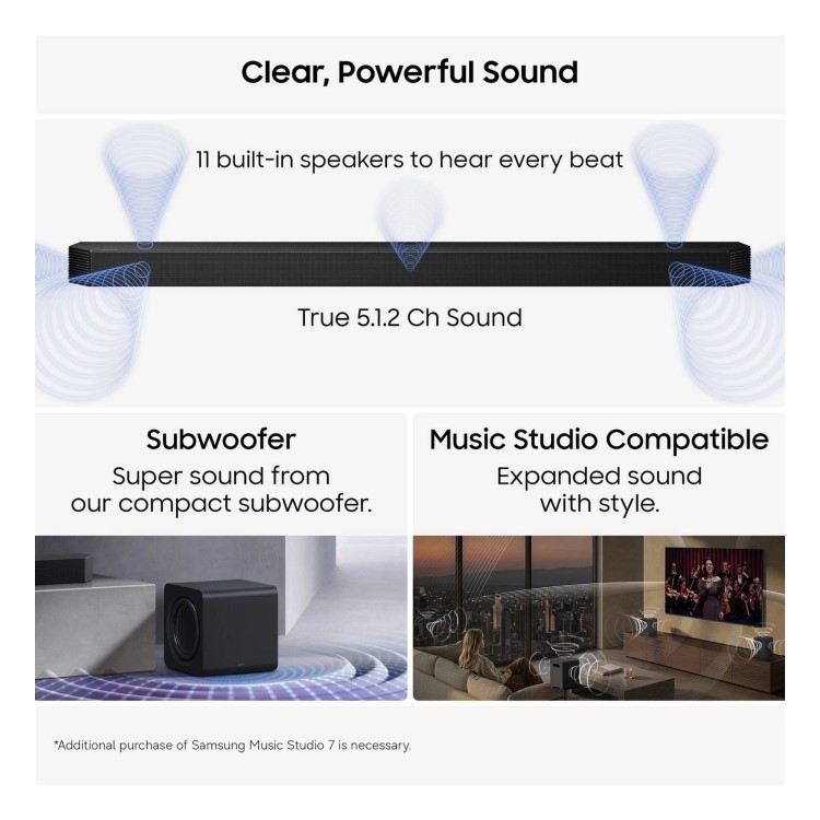 Samsung HW-Q800H/XU Q-Series Soundbar with Subwoofer – 5.1.2ch Wireless Dolby Atmos&reg; DTS_X & Q-Symphony