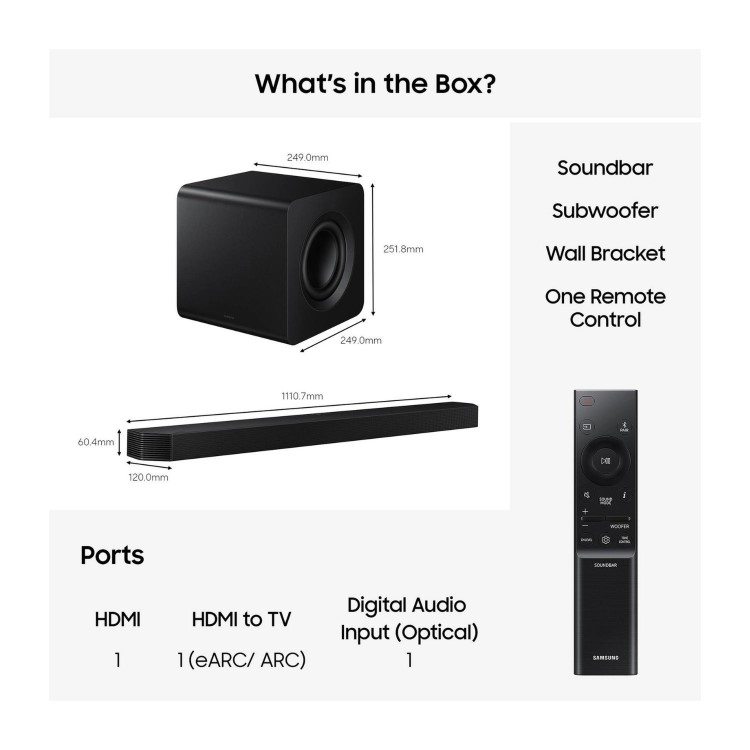 Samsung HW-Q800H/XU Q-Series Soundbar with Subwoofer – 5.1.2ch Wireless Dolby Atmos&reg; DTS_X & Q-Symphony