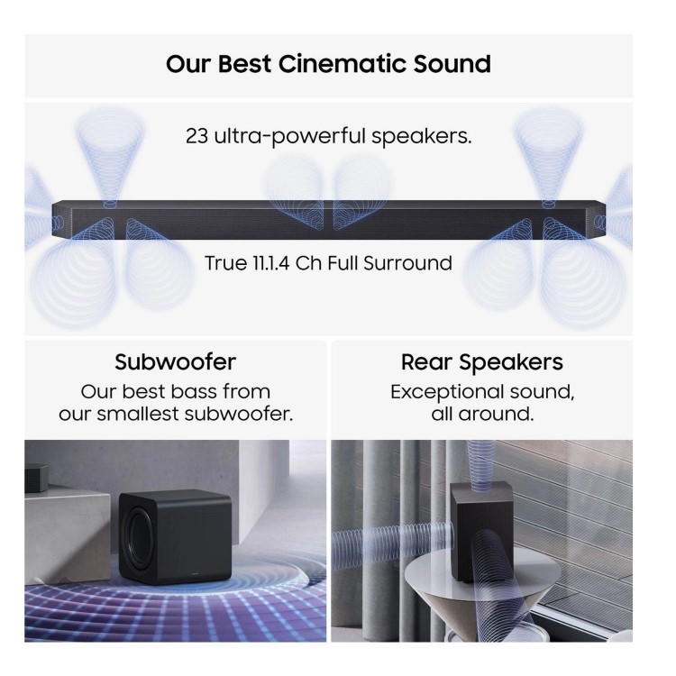 Samsung Q990H Q-Series Soundbar with Subwoofer & Rear Speakers – 11.1.4ch Wireless Dolby Atmos Soundbar DTS_X & AI Sound