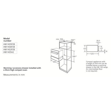 SIEMENS HW1405P2B 14cm High Handleless Warming Drawer