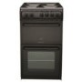 Hotpoint HW170EKS 50cm Wide Double Cavity Black Electric Cooker With Solid Plate Hob