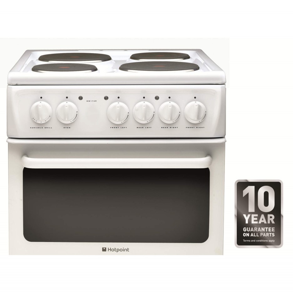 Hotpoint HW170EWS 50cm Wide Double Cavity Electric Cooker With Solid
