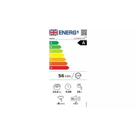 Refurbished Hoover H-Wash 500 HW411AMBCB1-80 Freestanding 12KG 1400 Spin Washing Machine Black