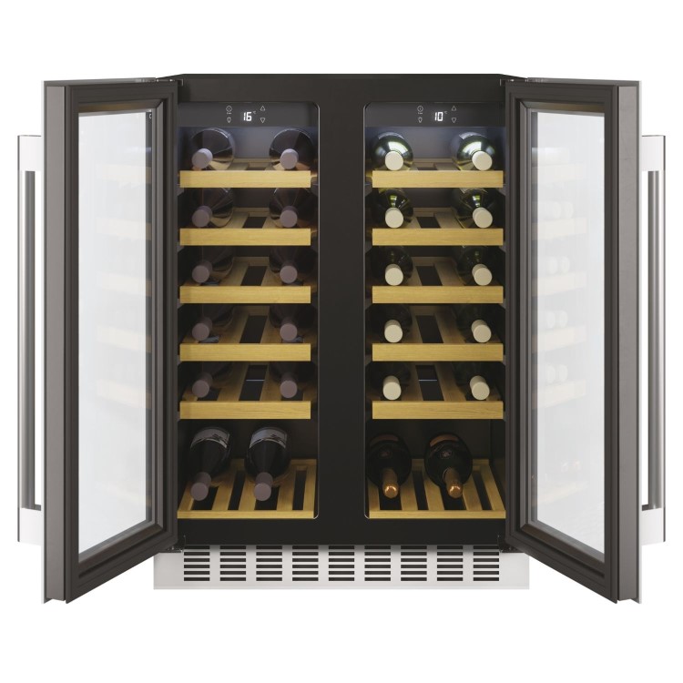 Hoover 38 Bottle Capacity Dual Zone 60cm Freestanding Wine Cooler - Stainless Steel