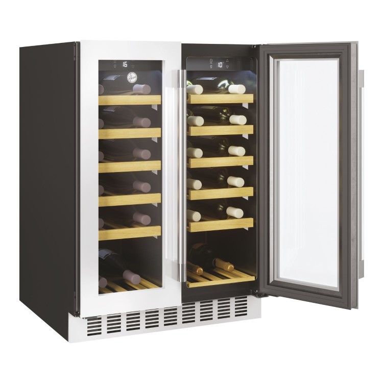 Hoover 38 Bottle Capacity Dual Zone 60cm Freestanding Wine Cooler - Stainless Steel