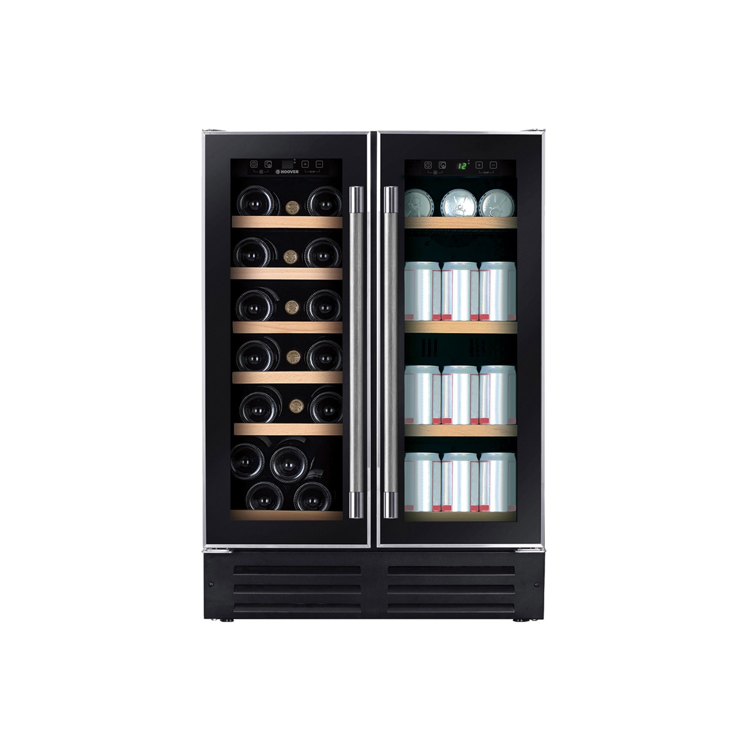 Hoover 46 Bottle Capacity Dual Zone Built in Wine Cooler - Black