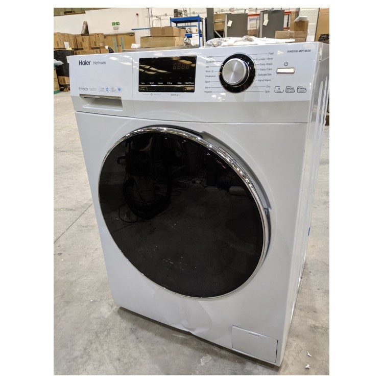 Refurbished Haier HWD100-BP14636 Freestanding 10/6KG 1400 Spin Washer Dryer White