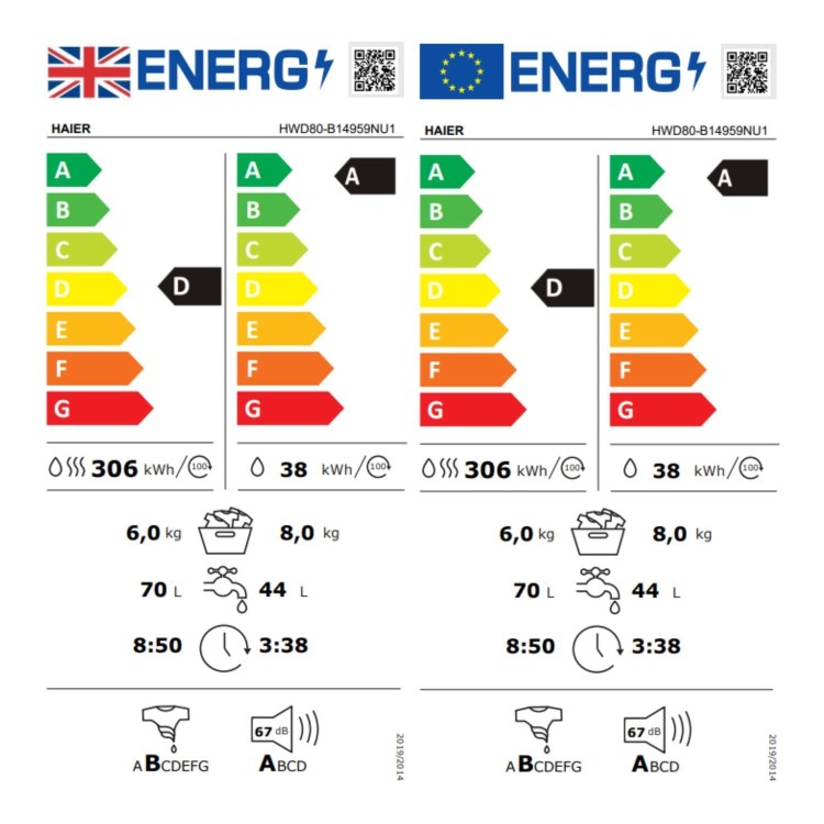 Haier 959 iPro Series 5 8kg Wash 6kg Dry Washer Dryer - White
