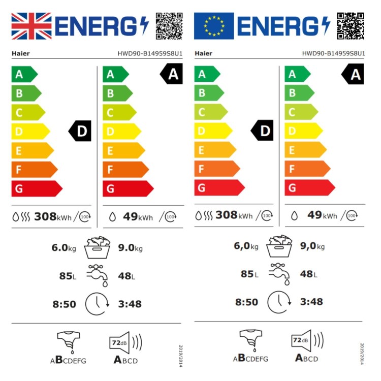 Haier I-Pro Series 5 9kg Wash 6kg Dry Washer Dryer - Graphite