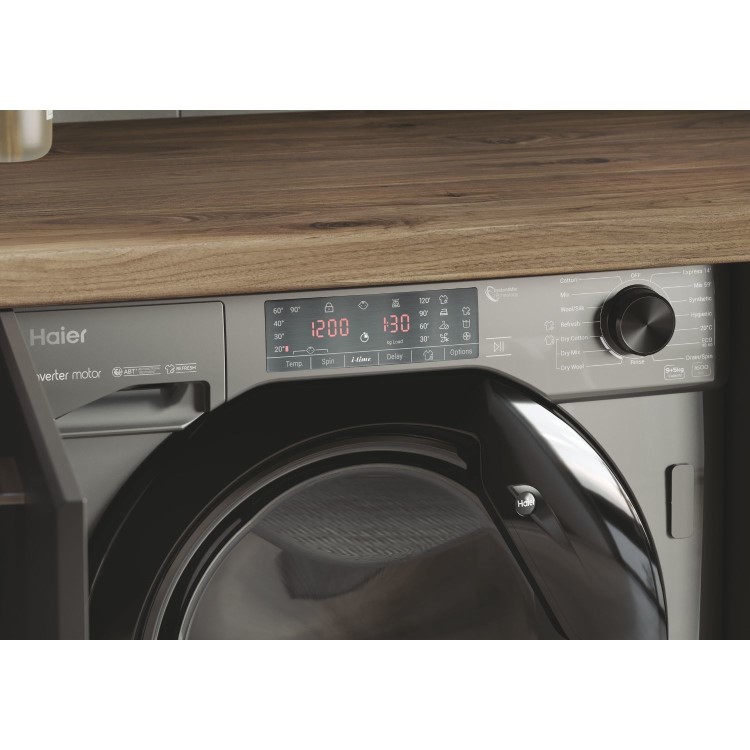 Refurbished Haier Series 4 9kg Wash 5kg Dry 1600rpm Integrated Washer Dryer - Graphite