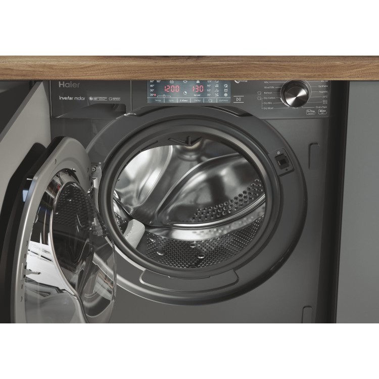 Refurbished Haier Series 4 9kg Wash 5kg Dry 1600rpm Integrated Washer Dryer - Graphite