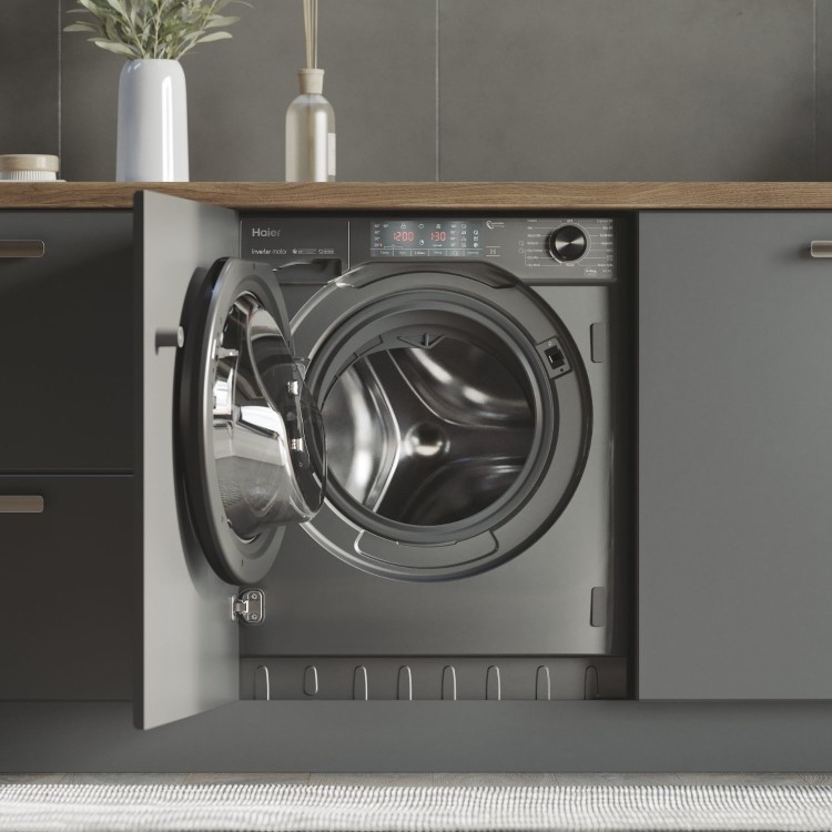 Refurbished Haier Series 4 9kg Wash 5kg Dry 1600rpm Integrated Washer Dryer - Graphite