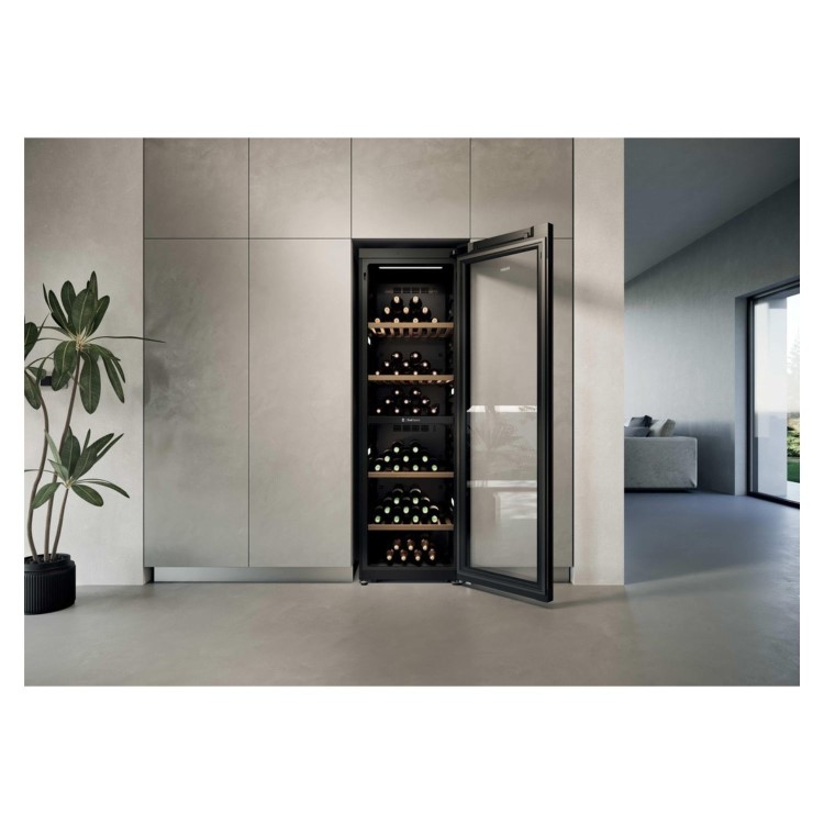 Haier 201 Bottle Capacity Dual Zone Freestanding Wine Cooler - Black 
