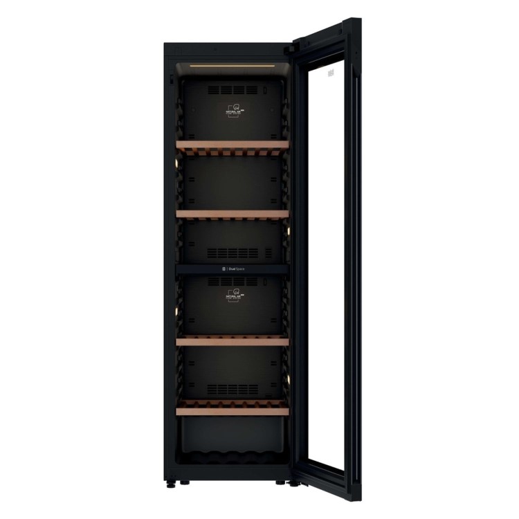 Haier 201 Bottle Capacity Dual Zone Freestanding Wine Cooler - Black 