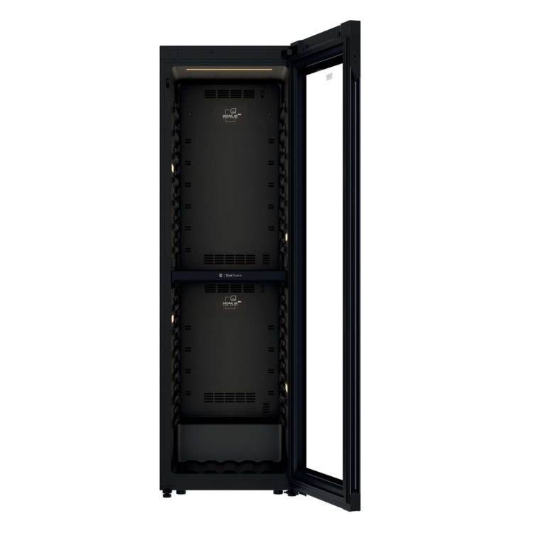 Haier 201 Bottle Capacity Dual Zone Freestanding Wine Cooler - Black 