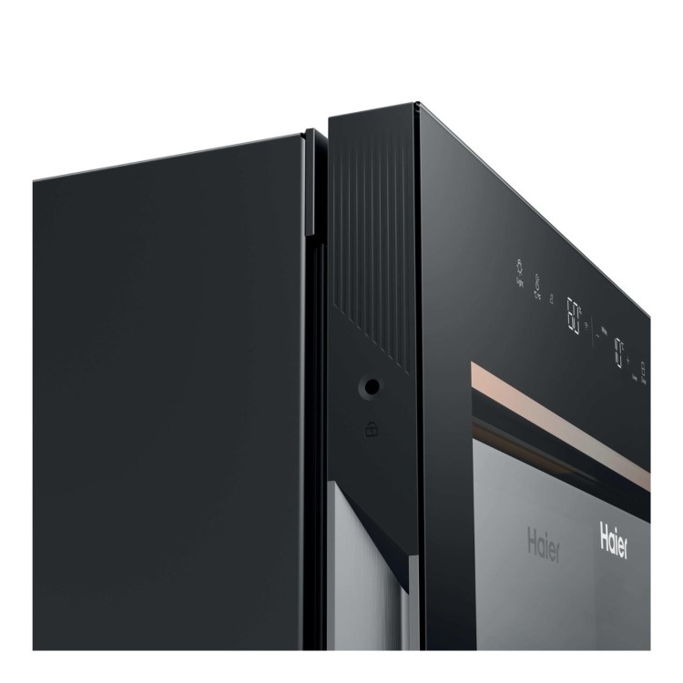 Haier 201 Bottle Capacity Dual Zone Freestanding Wine Cooler - Black 