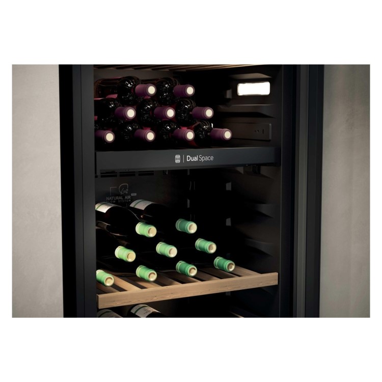 Haier 201 Bottle Capacity Dual Zone Freestanding Wine Cooler - Black 