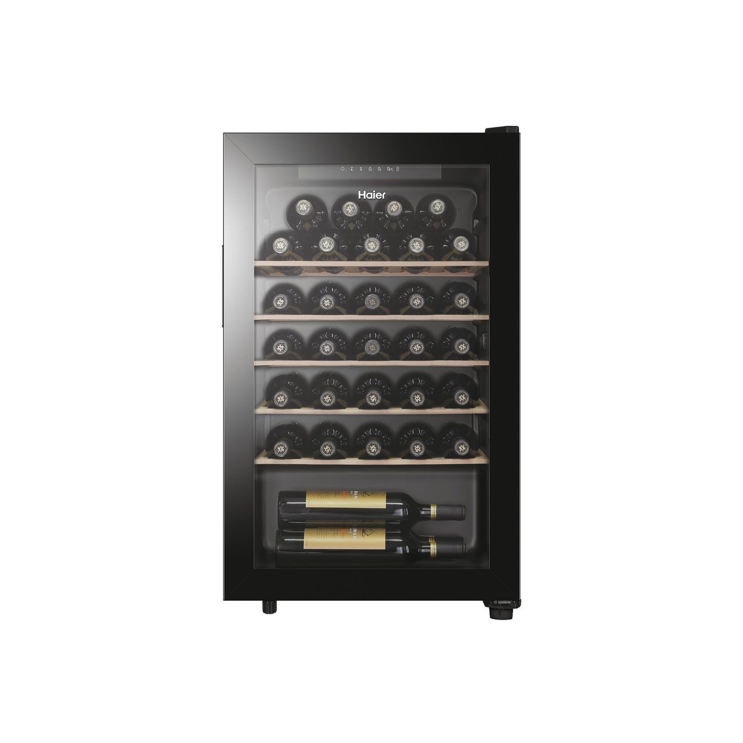 Haier 33 Bottle Freestanding Single Zone Wine Cooler Black HWS33GG