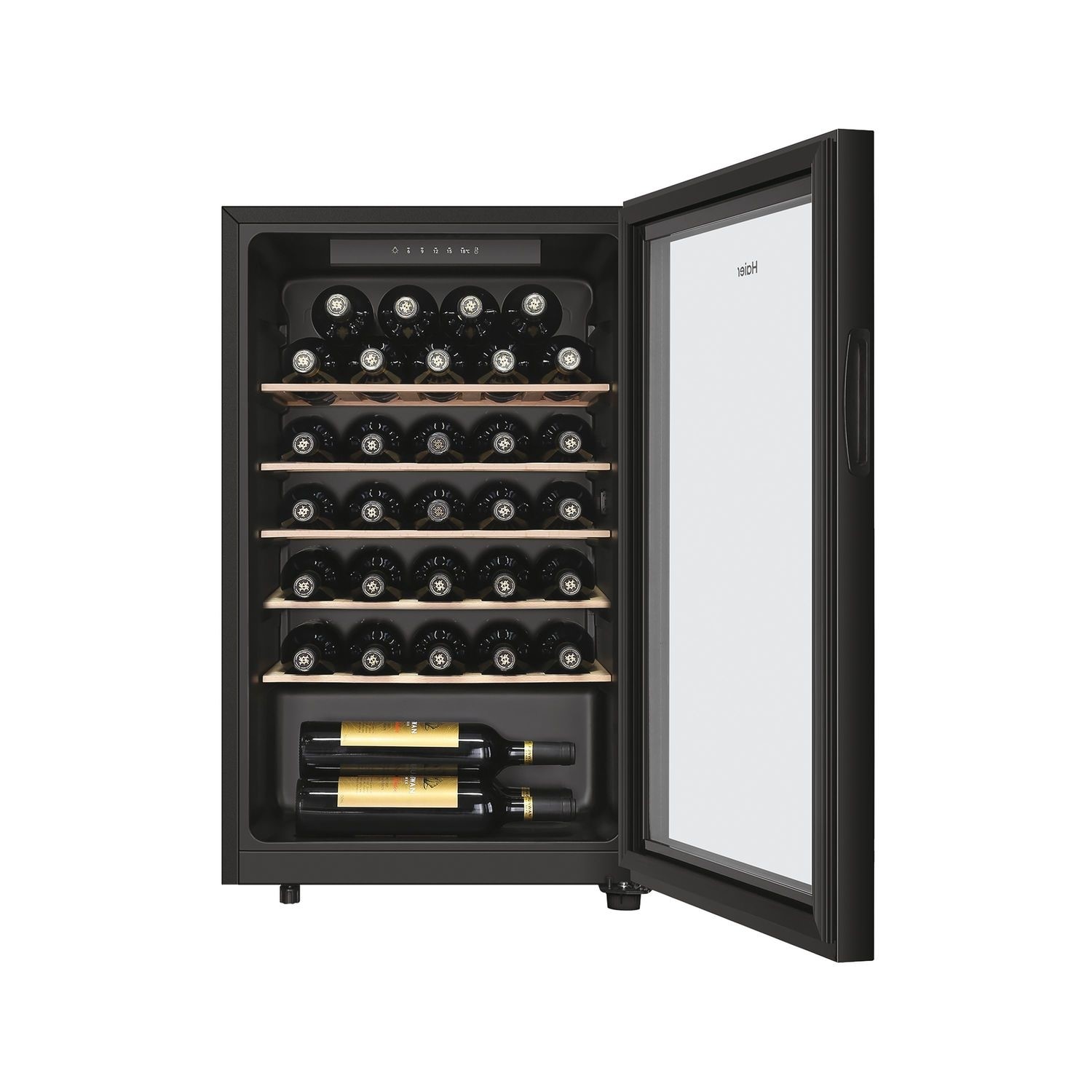 Haier 33 Bottle Freestanding Single Zone Wine Cooler Black HWS33GG