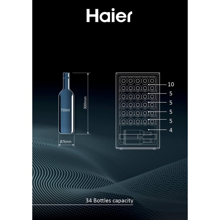 Haier 21 Bottle Compressor Wine Cooler Freestanding - Black