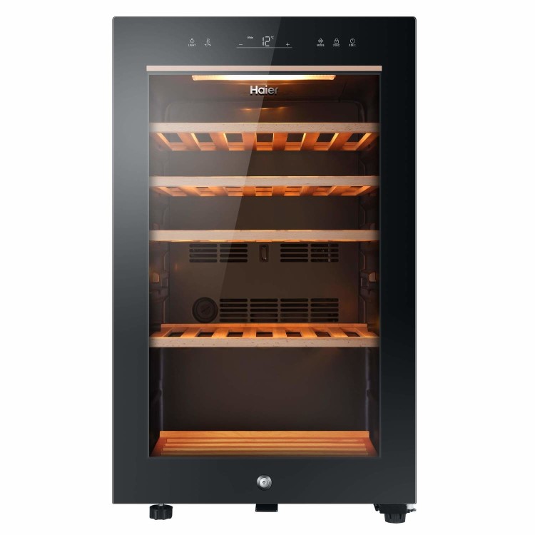 Haier 49 Bottle Capacity Single Zone Feestanding Wine Cooler - Black