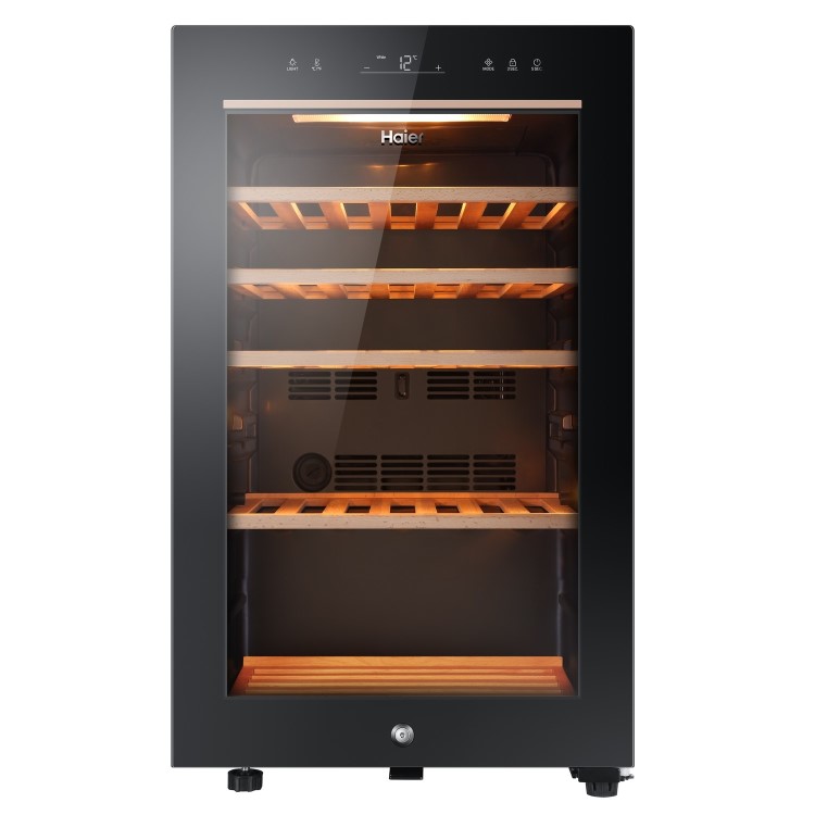 Refurbished Haier HWS49GA Freestanding 42 Bottle Single Zone Wine Cooler Black
