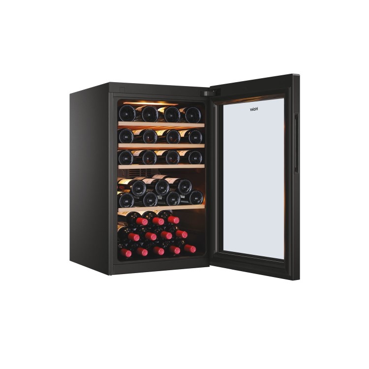 Haier 49 Bottle Capacity Single Zone Feestanding Wine Cooler - Black
