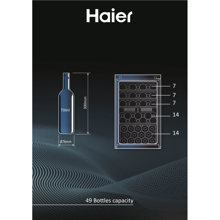 Haier 49 Bottle Capacity Single Zone Feestanding Wine Cooler - Black