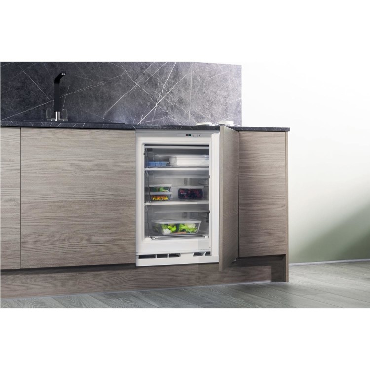 Hotpoint HZA1 60cm Wide Integrated Upright Under Counter Freezer - White