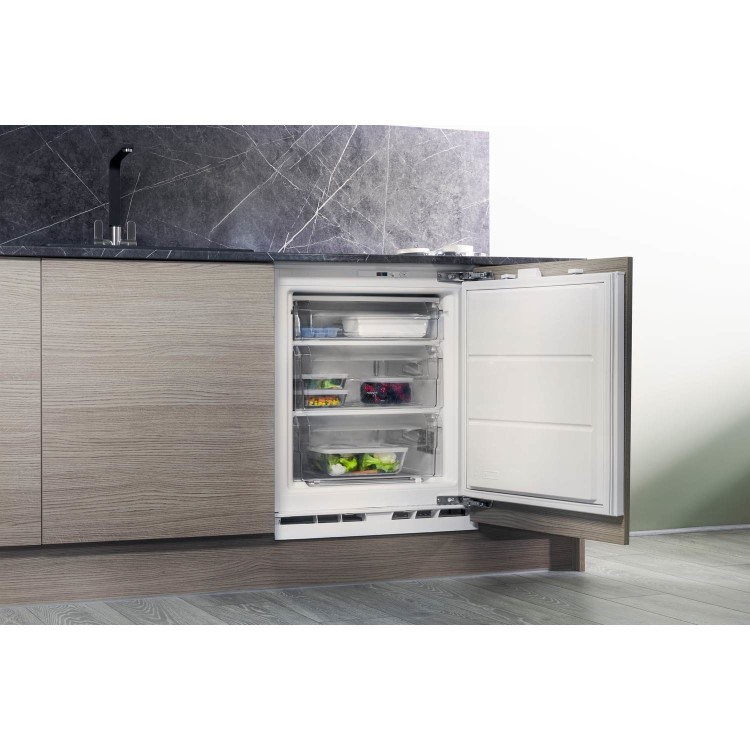 Hotpoint HZA1 60cm Wide Integrated Upright Under Counter Freezer - White
