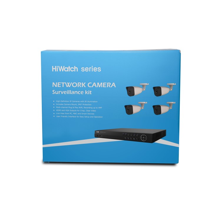 Hikvision HiWatch CCTV System - 4 Channel 4MP NVR with 4 x 4MP Bullet Cameras & 1TB HDD