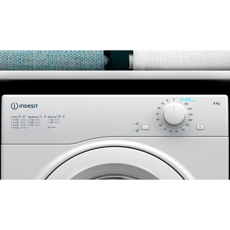 Refurbished Indesit I1D80WUK Freestanding Vented 8KG Tumble Dryer White