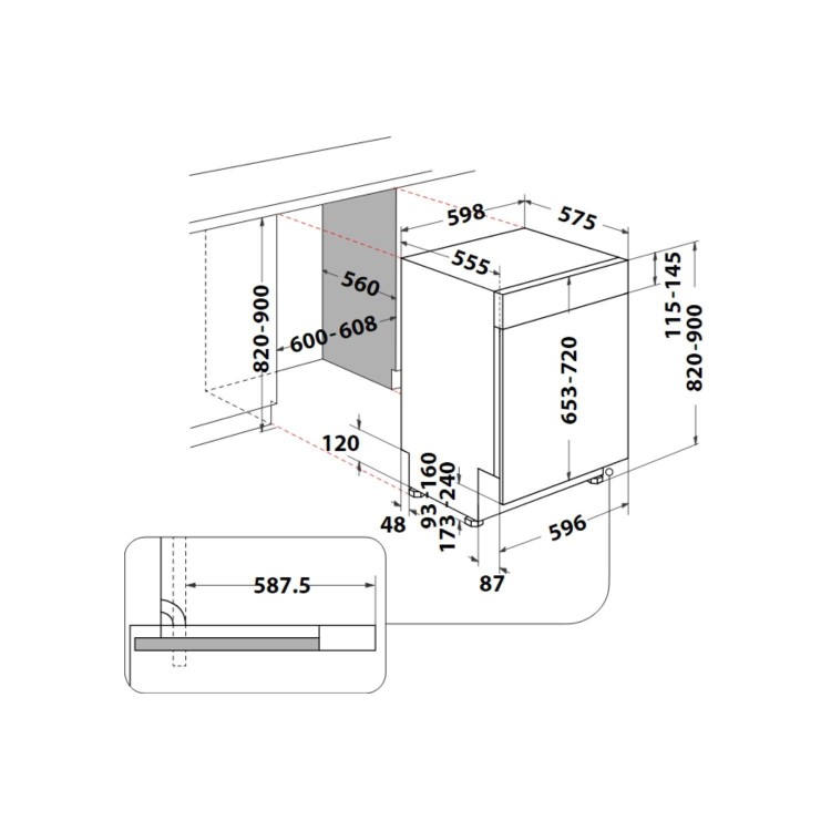 Refurbished Indesit I3BL626UK 14 Place Semi Integrated Dishwasher White