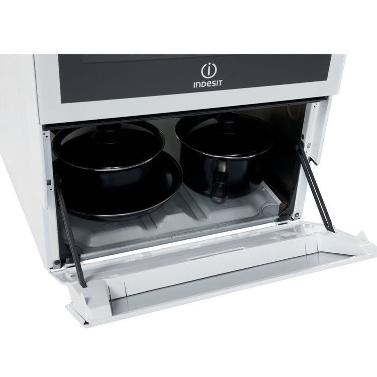 Indesit I5ESHW 50cm Electric Cooker with Single Oven and Solid Hotplate Hob - White
