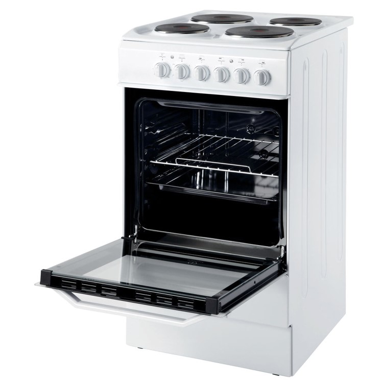 Indesit I5ESHW 50cm Electric Cooker with Single Oven and Solid Hotplate Hob - White
