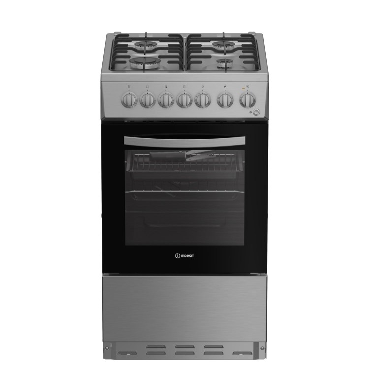 Indesit 50cm Dual Fuel Cooker - Stainless Steel