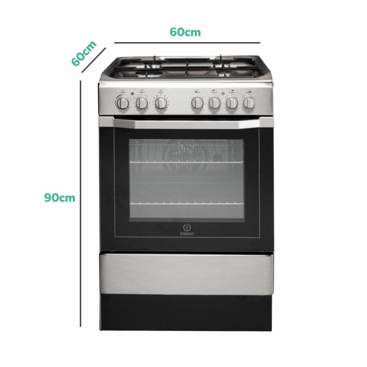 Refurbished Indesit I6G52X 60cm Single Oven Dual Fuel Cooker Stainless Steel