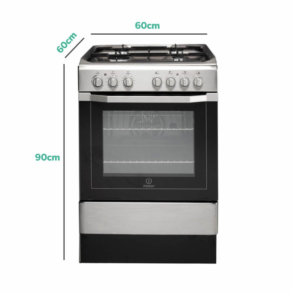 Indesit I6G52X 60cm Single Oven Dual Fuel Cooker Stainless Steel