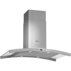Neff I89dk62n0b Curved Stainless Steel 90cm Island Cooker Hood With Glass Accented Canopy