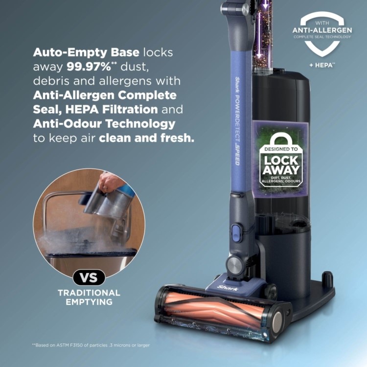 Shark IA3241UKT PowerDetect Speed Clean & Empty Pet Pro Cordless Vacuum Cleaner – Auto-Empty Dock  Ultramarine
