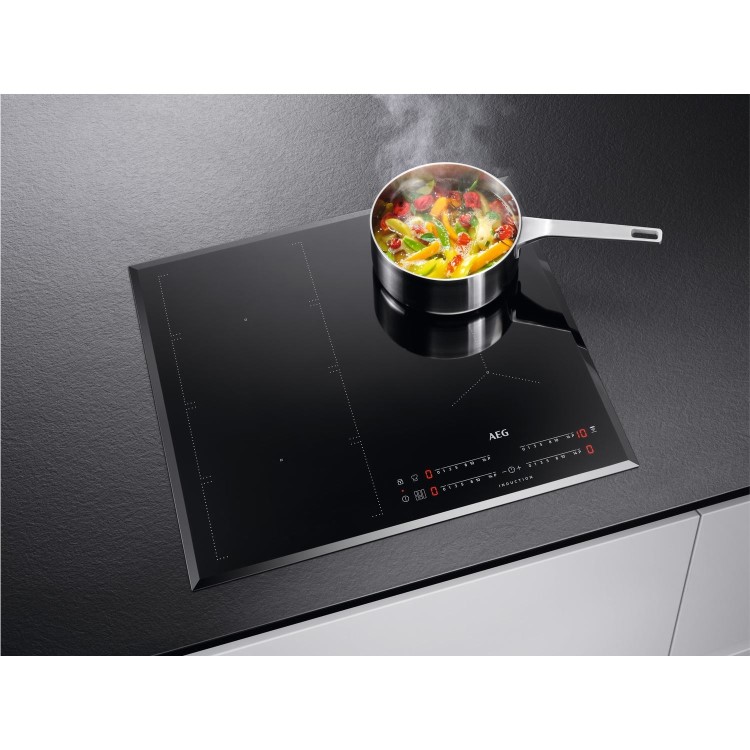 AEG IKE64471FB 60cm FlexBridge Four Zone Induction Hob - Black With Bevelled Edges