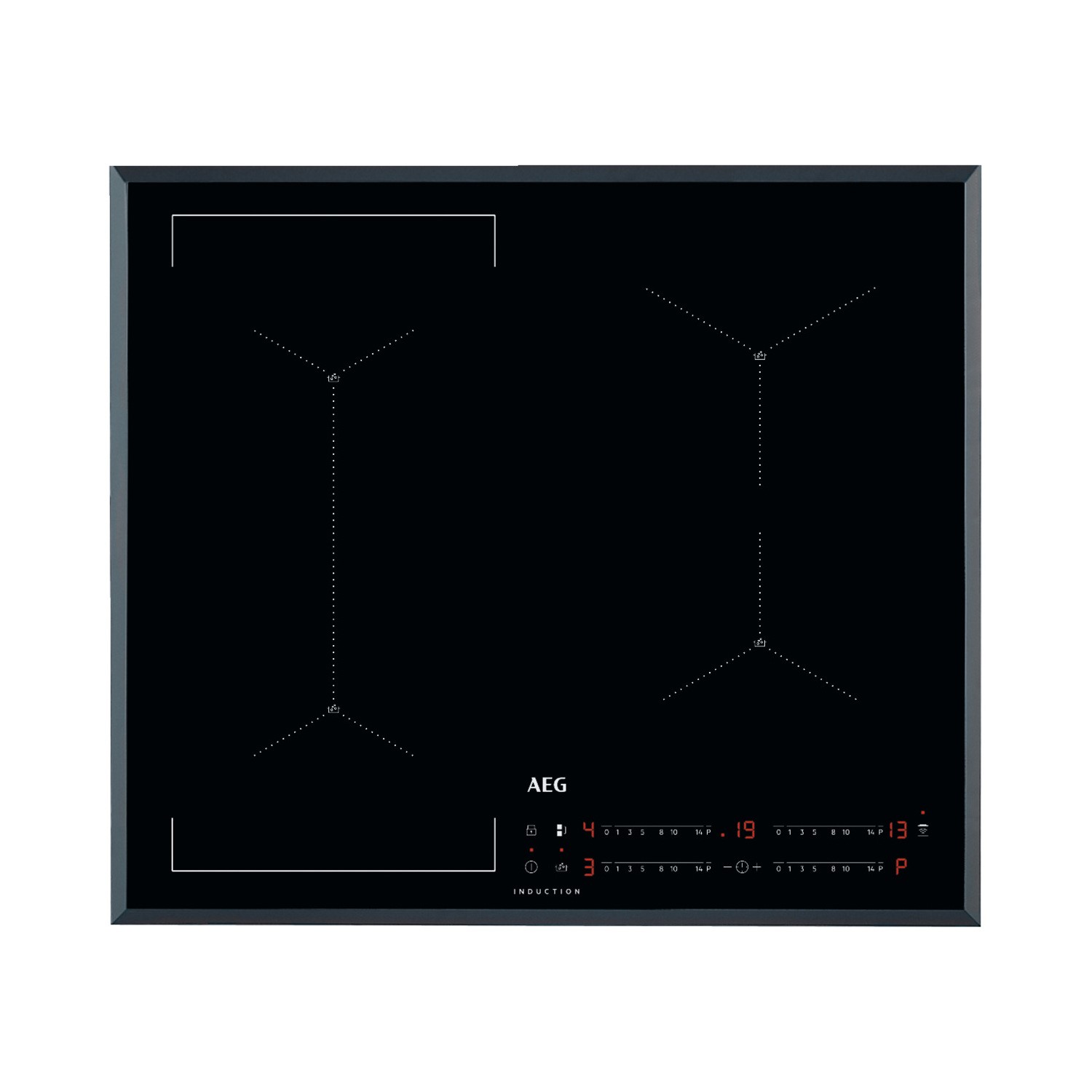 Aeg Black Iae64421fb 7000 Series 59Cm 4 Zone Induction Hob With Bridge Zone Size 59